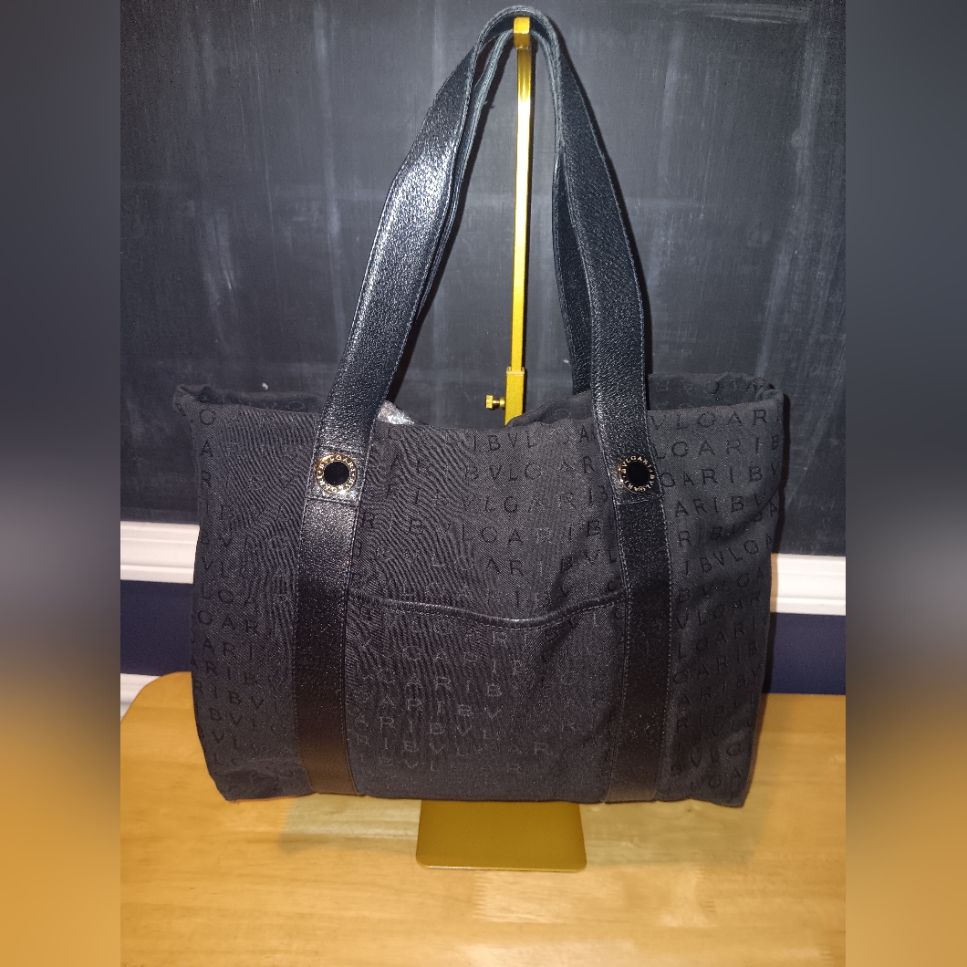 Bvlgari Black Monogram Canvas Tote Bag